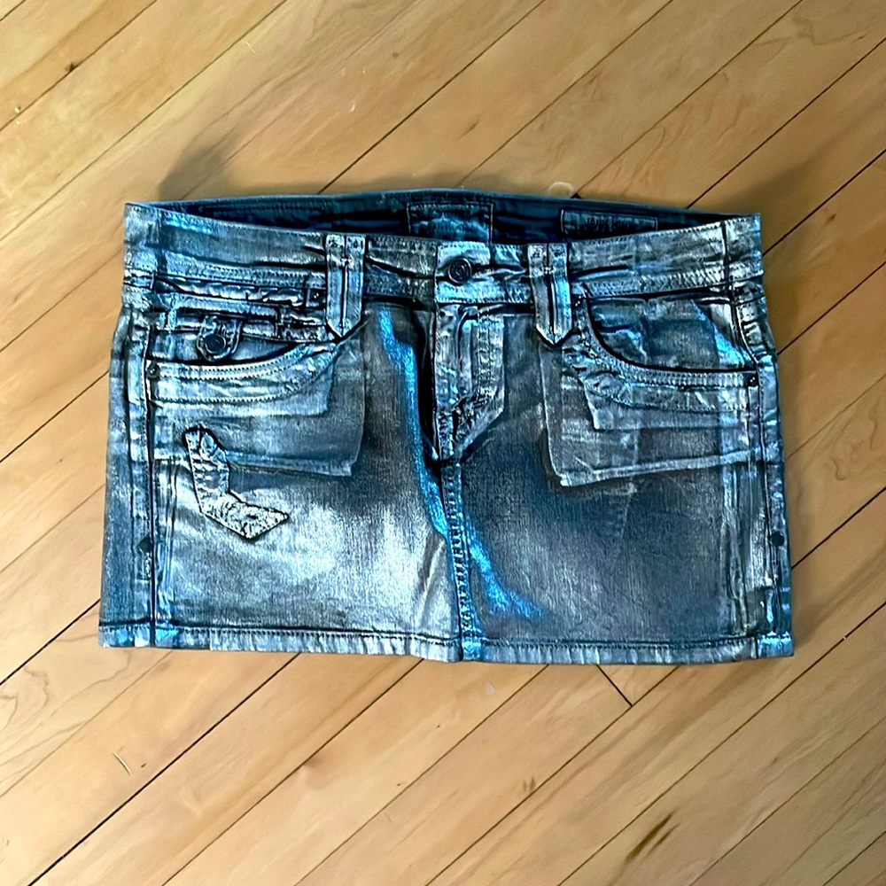Taverniti Jean Shimmery Mini Skirt